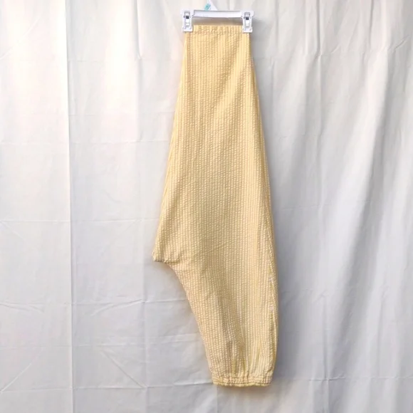 Vintage Handmade Yellow Striped Seersucker Pants L - Picture 3 of 9